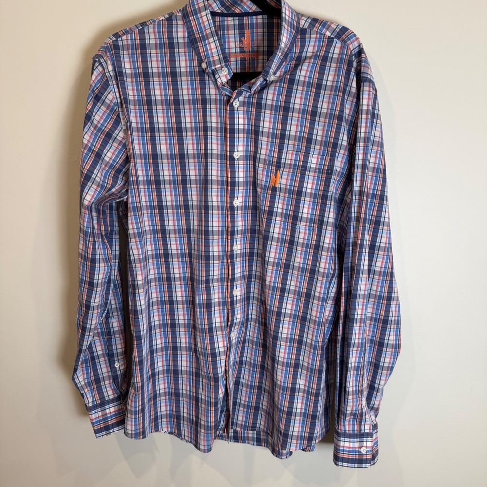 Johnnie O Prep Performance Plaid Button Down Shirt Men's Large Long Sleeve